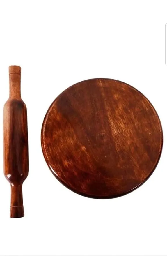 A D TAAZ Wooden Chakla Belan Wooden Handmade chakla belan Kitchen Item, 10 Inches, Brown